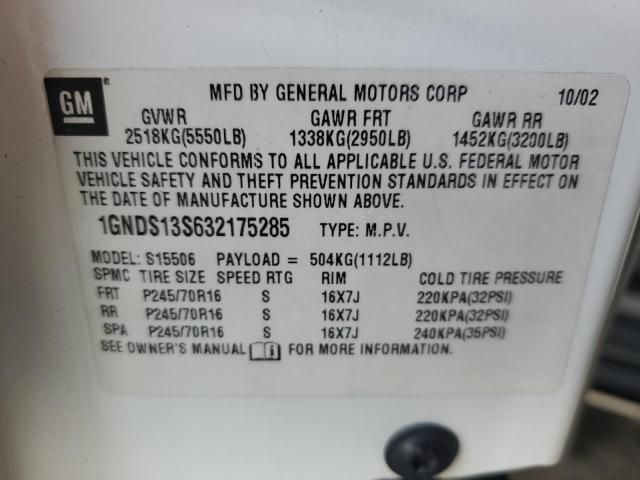 2003 CHEVROLET TRAILBLAZE #3298012144