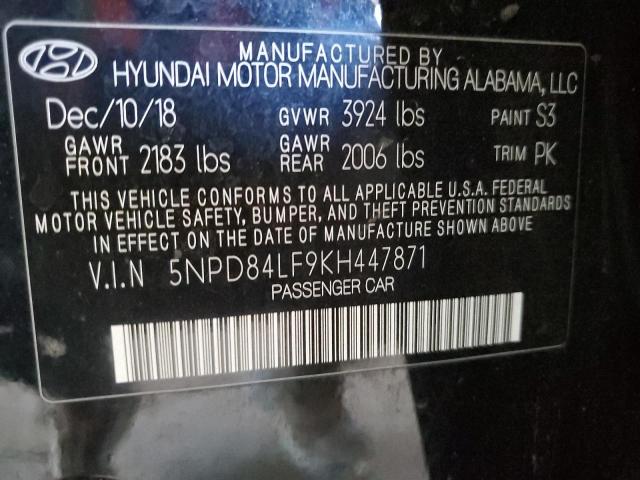 2019 HYUNDAI ELANTRA SE 5NPD84LF9KH447871