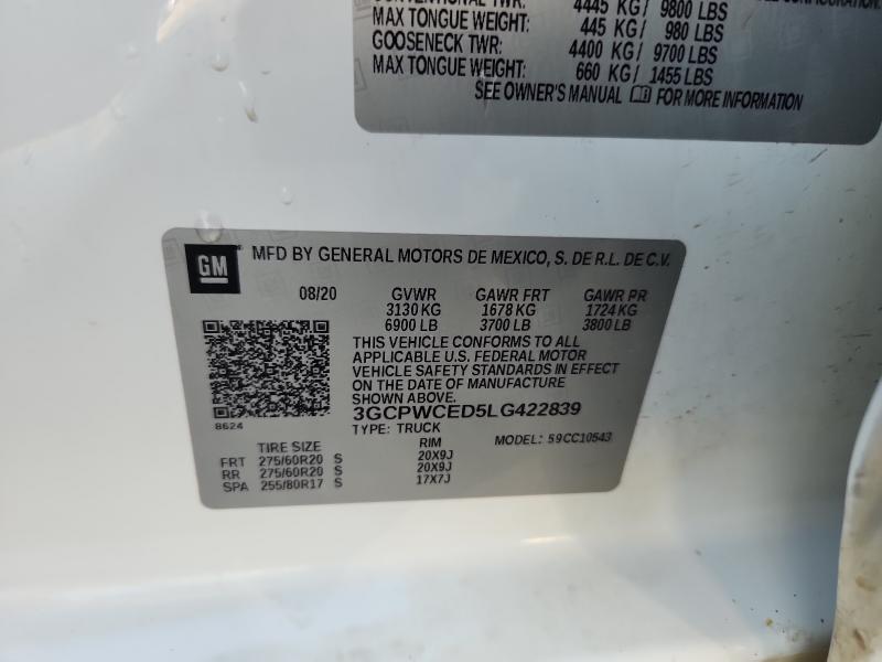 2020 CHEVROLET SILVRDO LT 3GCPWCED5LG422839