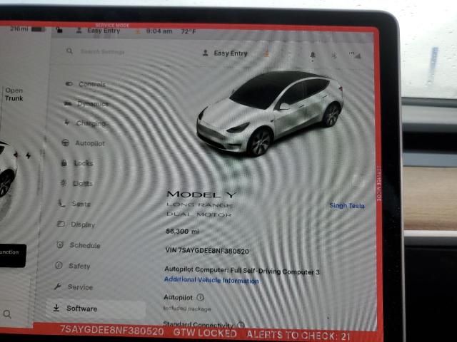 2022 TESLA MODEL Y - 7SAYGDEE8NF380520