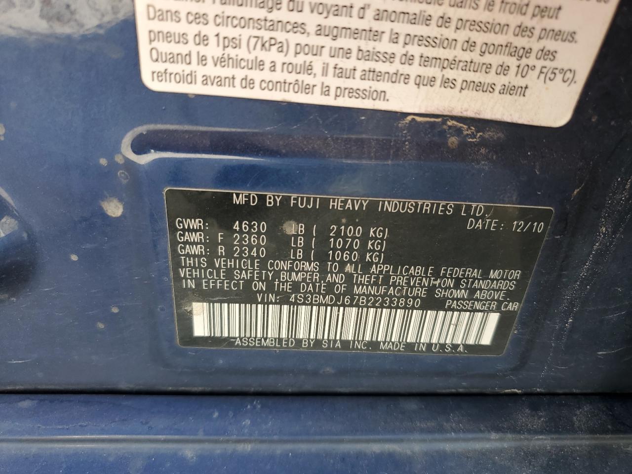 SUBARU LEGACY 3.6R LIMITED