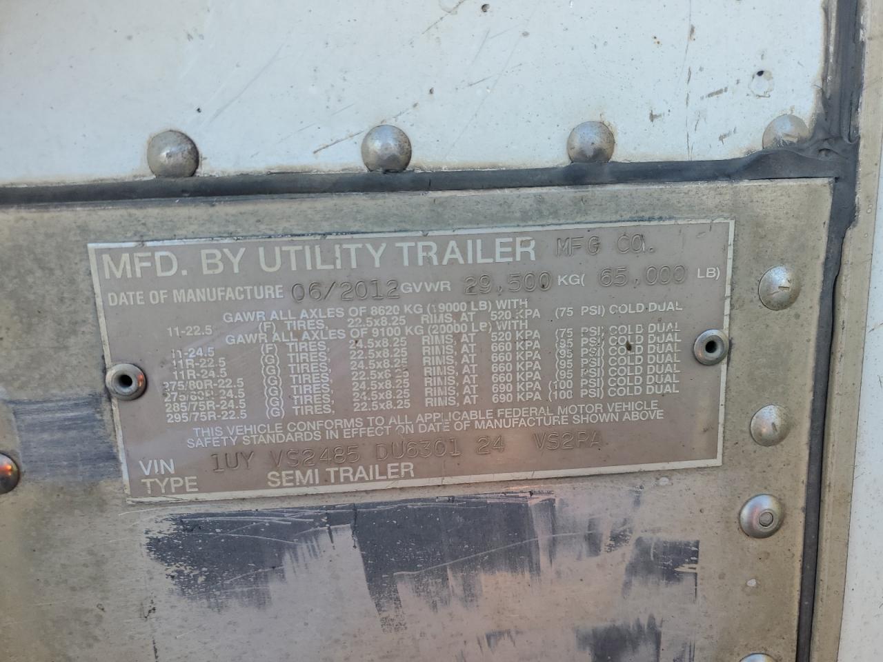 Lot #3275610811 2013 UTILITY VS2RA