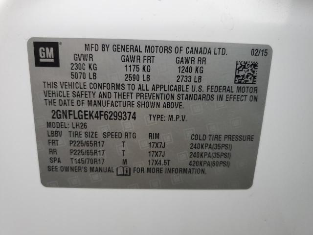 2015 CHEVROLET EQUINOX LT - 2GNFLGEK4F6299374