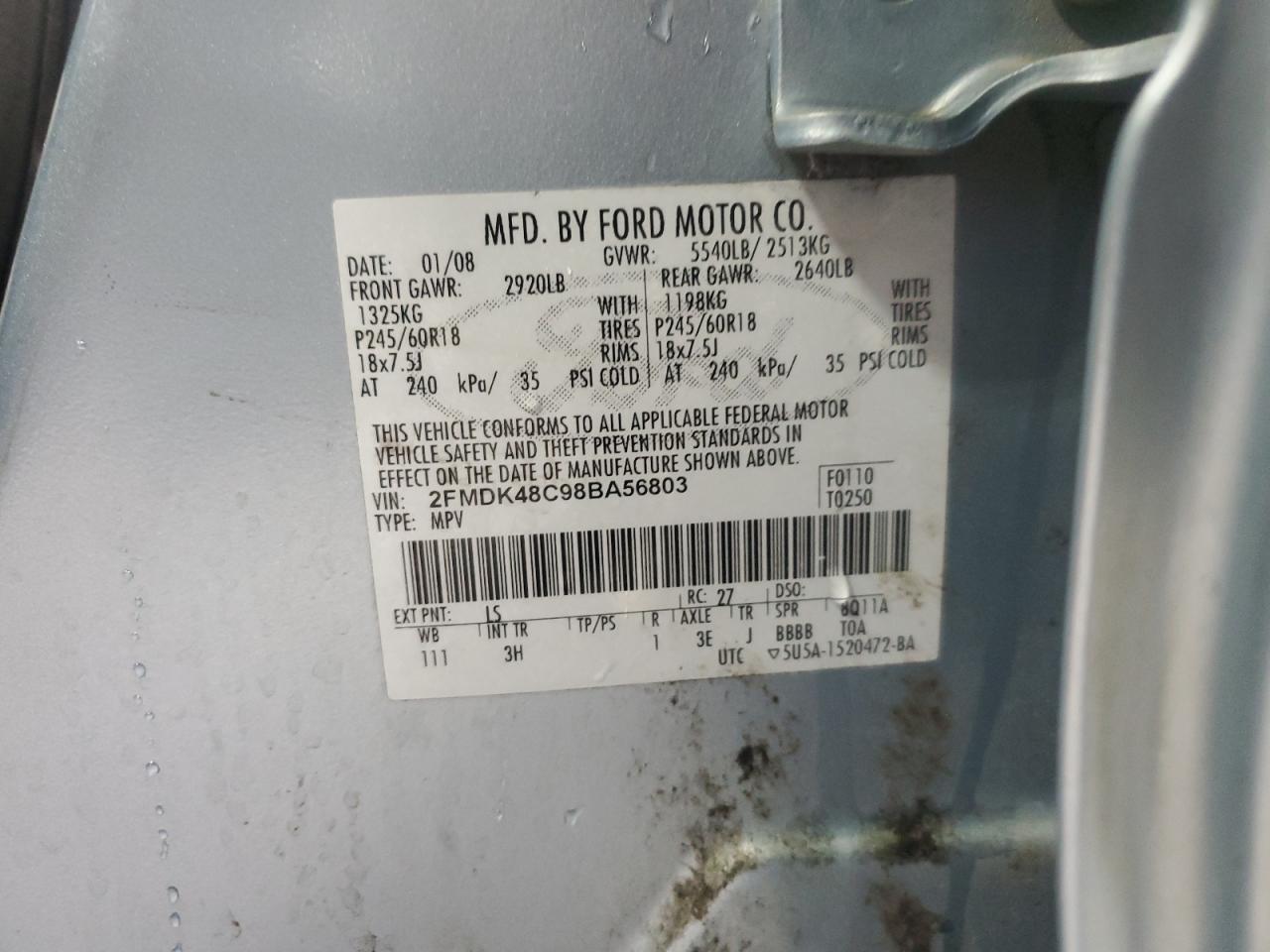 Lot #3282583899 2008 FORD EDGE SEL