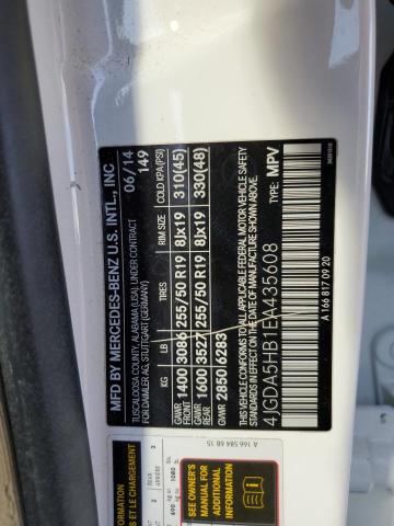 2014 MERCEDES-BENZ ML 350 4MA - 4JGDA5HB1EA435608