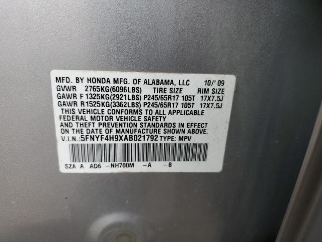 2010 HONDA PILOT TOUR - 5FNYF4H9XAB021792