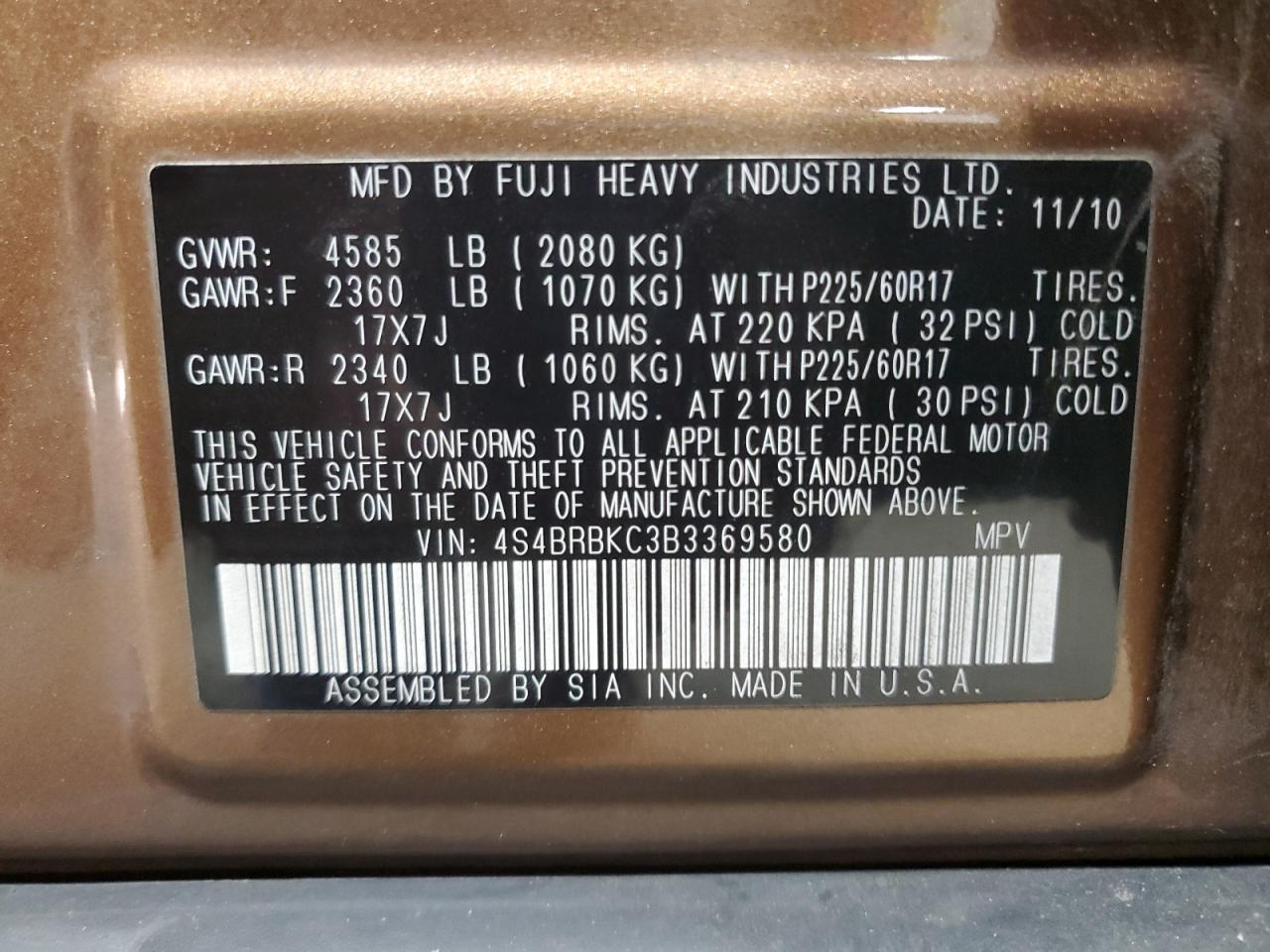 SUBARU OUTBACK 2.5I LIMITED