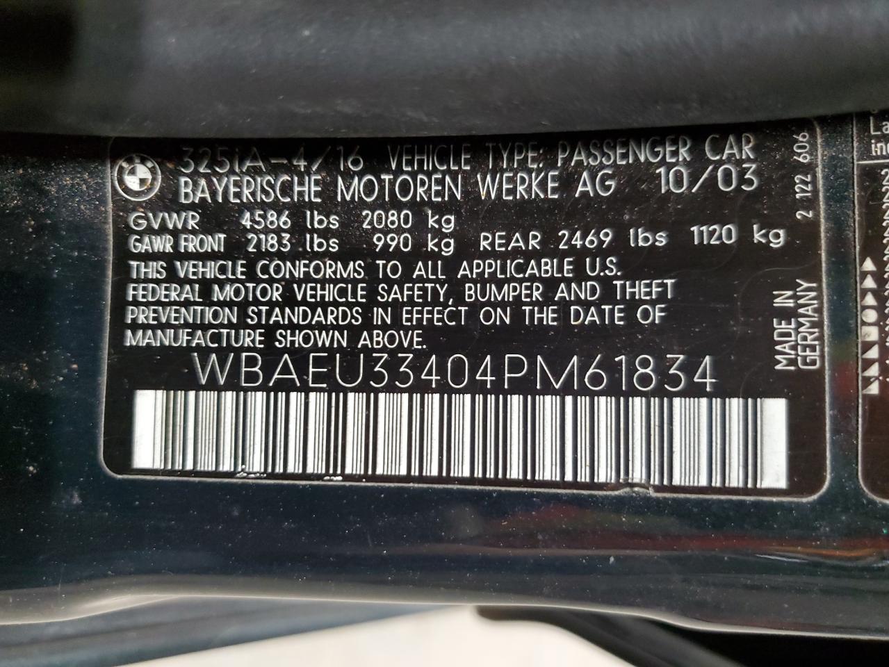 Lot #3286667288 2004 BMW 325 XI