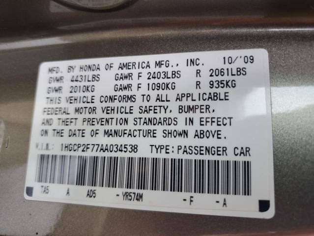 2010 HONDA ACCORD EX #3301704620