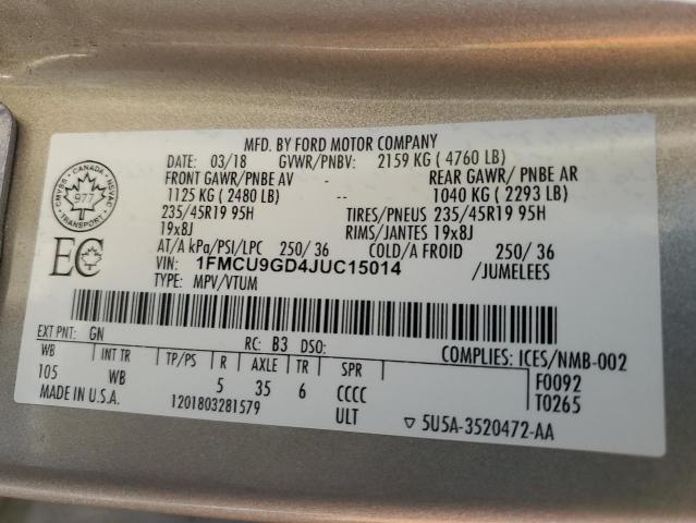 2018 FORD ESCAPE SE - 1FMCU9GD4JUC15014