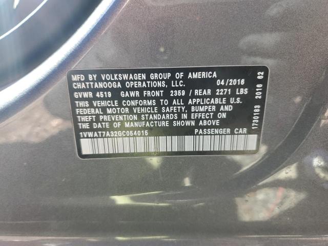 2016 VOLKSWAGEN PASSAT S - 1VWAT7A32GC054015