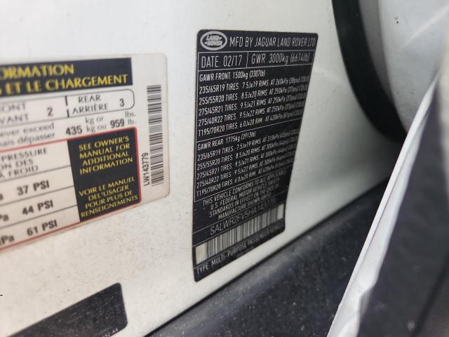 2017 LAND ROVER RANGE ROVE #3296291415