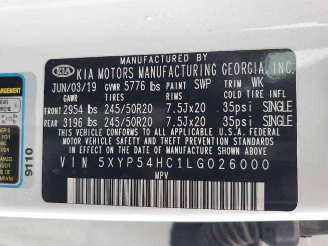 2020 KIA TELLURIDE 5XYP54HC1LG026000