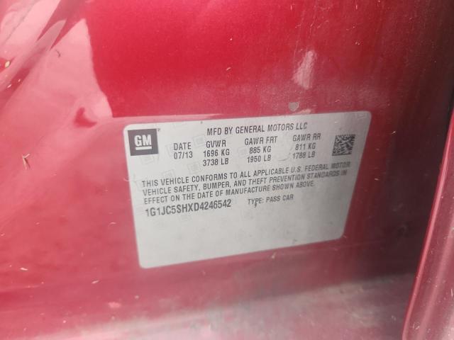 2013 CHEVROLET SONIC LT - 1G1JC5SHXD4246542