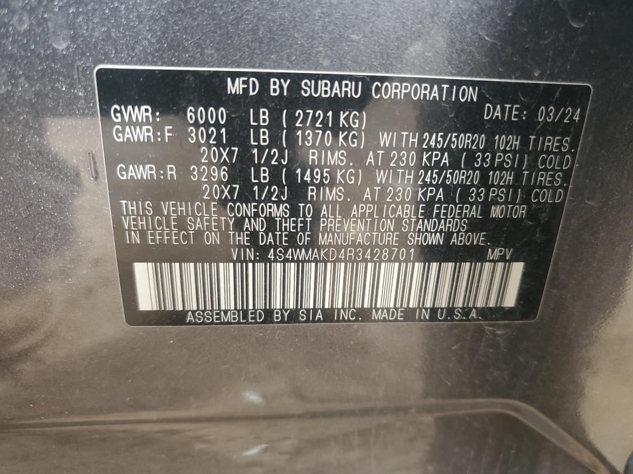 SUBARU ASCENT ONYX EDITION