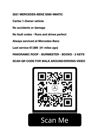 2021 MERCEDES-BENZ S 580 4MATIC W1K6G7GB0MA039795