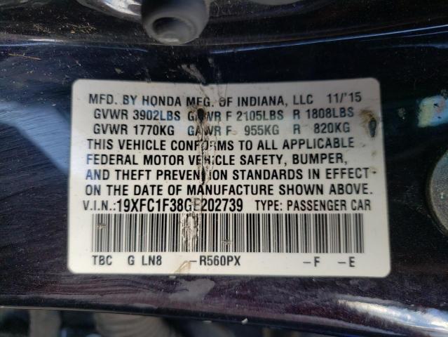 2016 HONDA CIVIC EX - 19XFC1F38GE202739