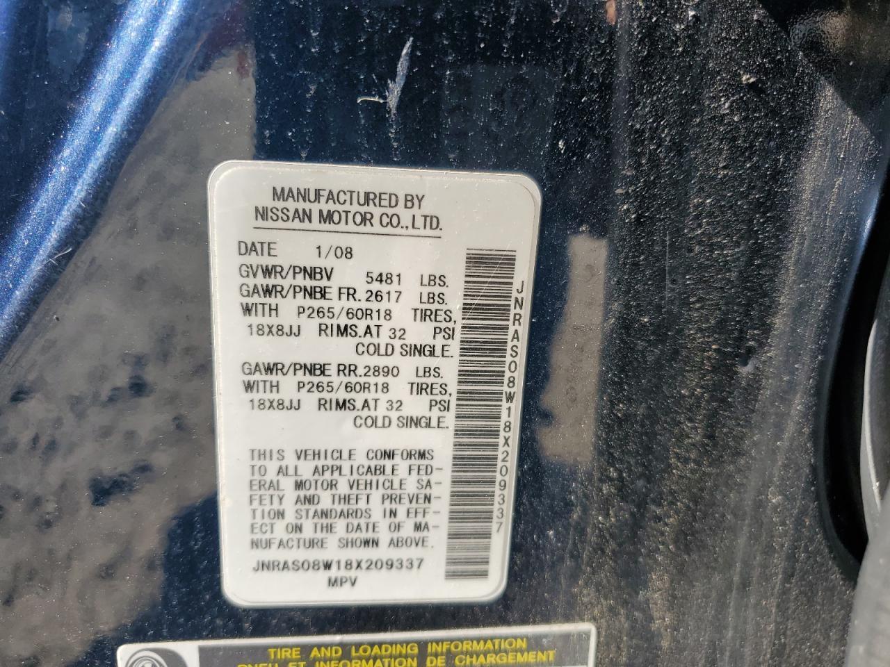 Lot #3293285434 2008 INFINITI FX35