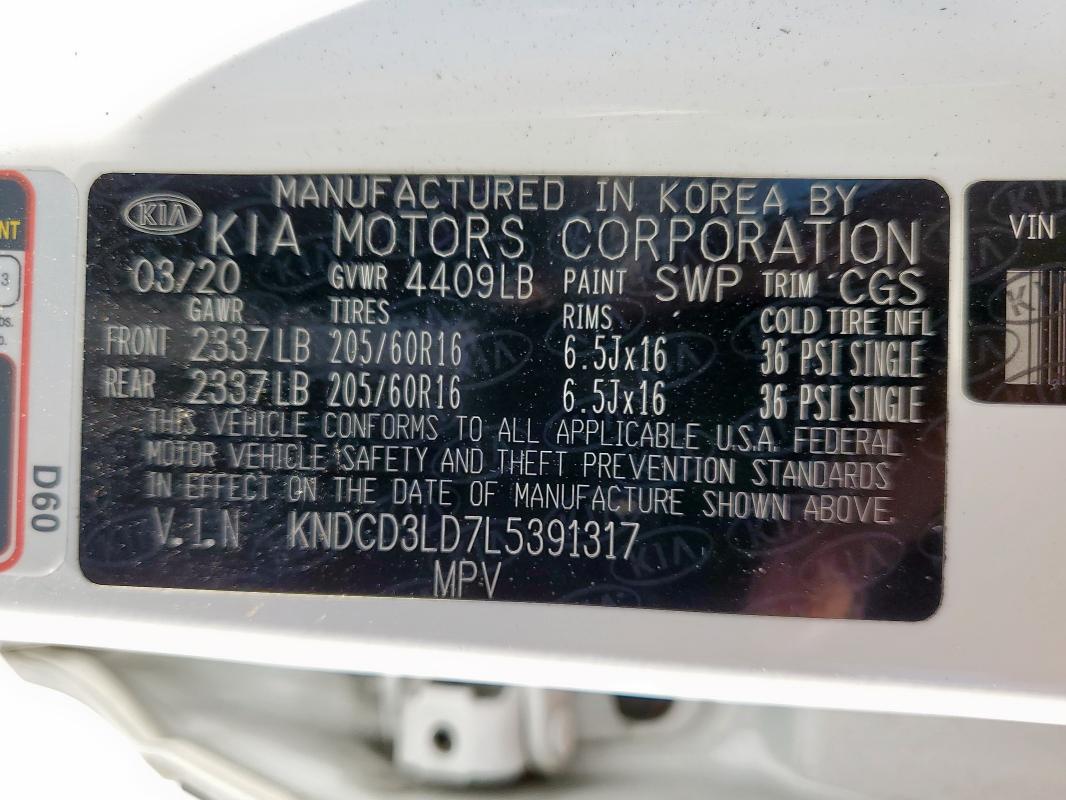 2020 KIA NIRO EX KNDCD3LD7L5391317