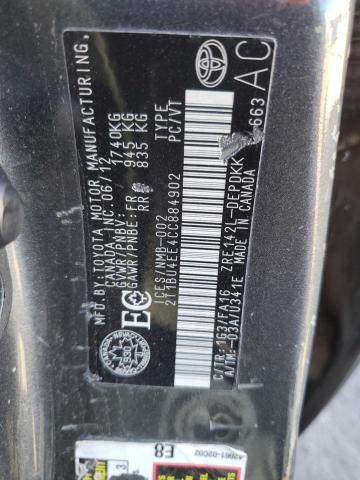 2012 TOYOTA COROLLA BA - 2T1BU4EE4CC884902