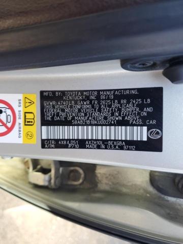 2019 LEXUS ES 300H 58AB21B18KU002741