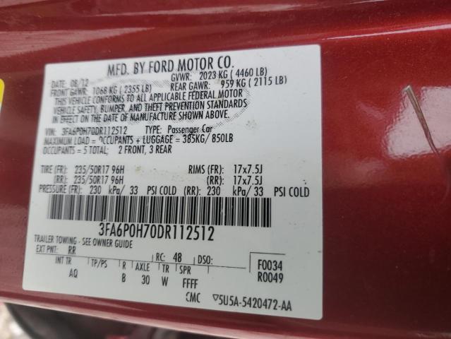 2013 FORD FUSION SE #3284880019