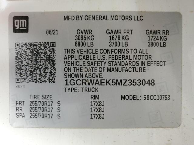 2021 CHEVROLET SILVERADO #3296311455