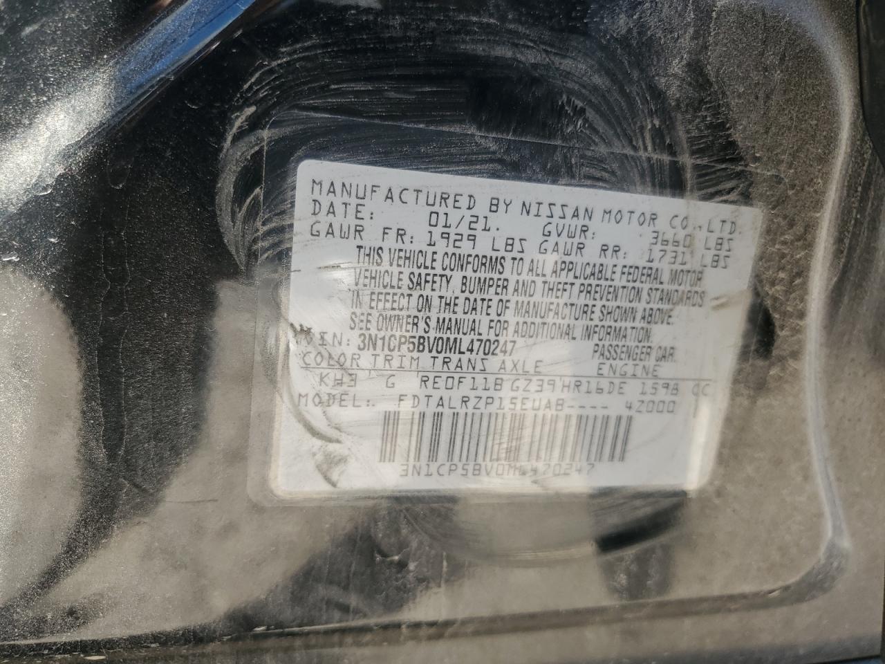 Lot #3301801330 2021 NISSAN KICKS S