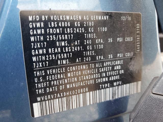 2017 VOLKSWAGEN TIGUAN WOL WVGRV7AX9HK020806
