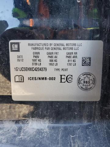 2012 CHEVROLET SONIC LT - 1G1JC5EHXC4204379