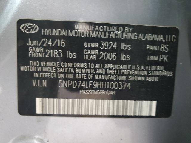 2017 HYUNDAI ELANTRA SE 5NPD74LF9HH100374