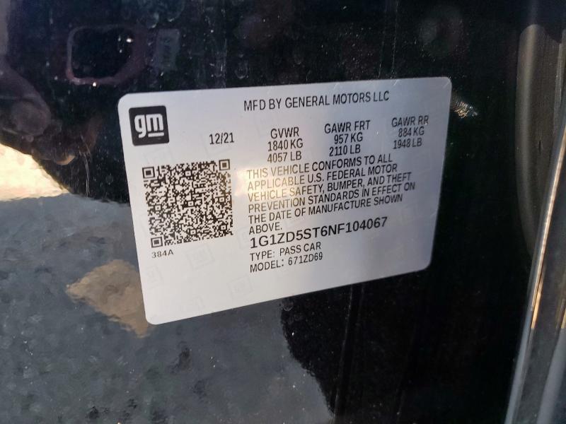 2022 CHEVROLET MALIBU LT - 1G1ZD5ST6NF104067