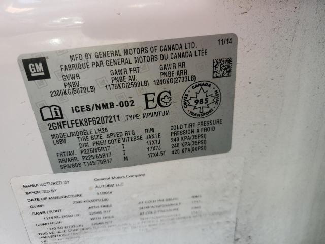 2015 CHEVROLET EQUINOX LT - 2GNFLFEK8F6207211