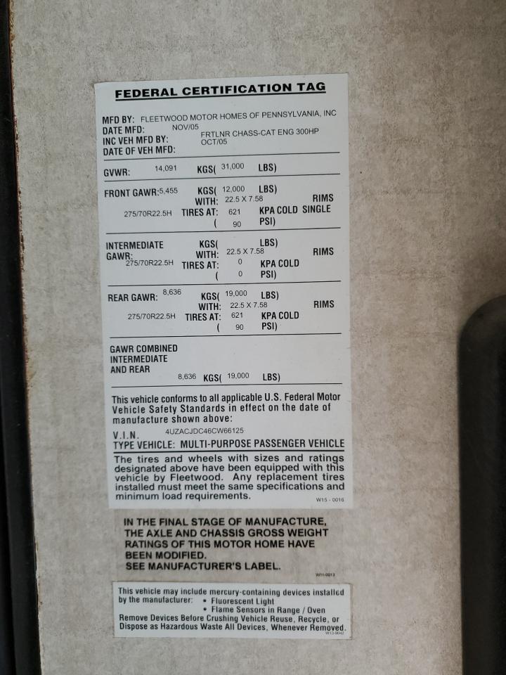 Lot #3291459466 2006 BOUNDER MOTORHOME