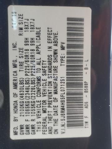 2015 HONDA CR-V TOURI 5J6RM4H95FL071251