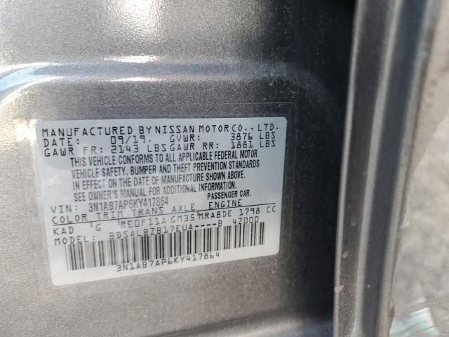 2019 NISSAN SENTRA S 3N1AB7AP6KY417864