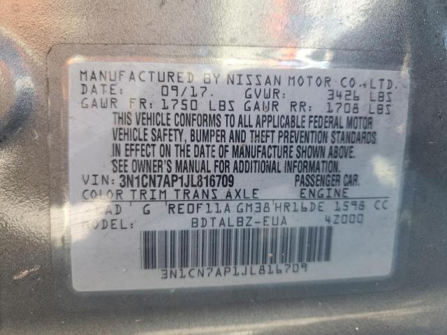 2018 NISSAN VERSA S 3N1CN7AP1JL816709