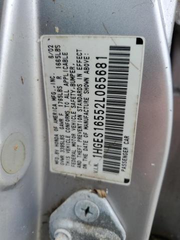 2002 HONDA CIVIC LX #3298274021