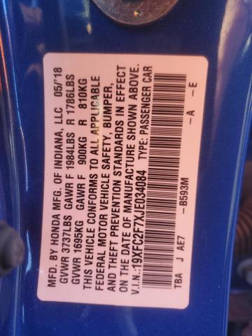 2018 HONDA CIVIC EX - 19XFC2F7XJE034084