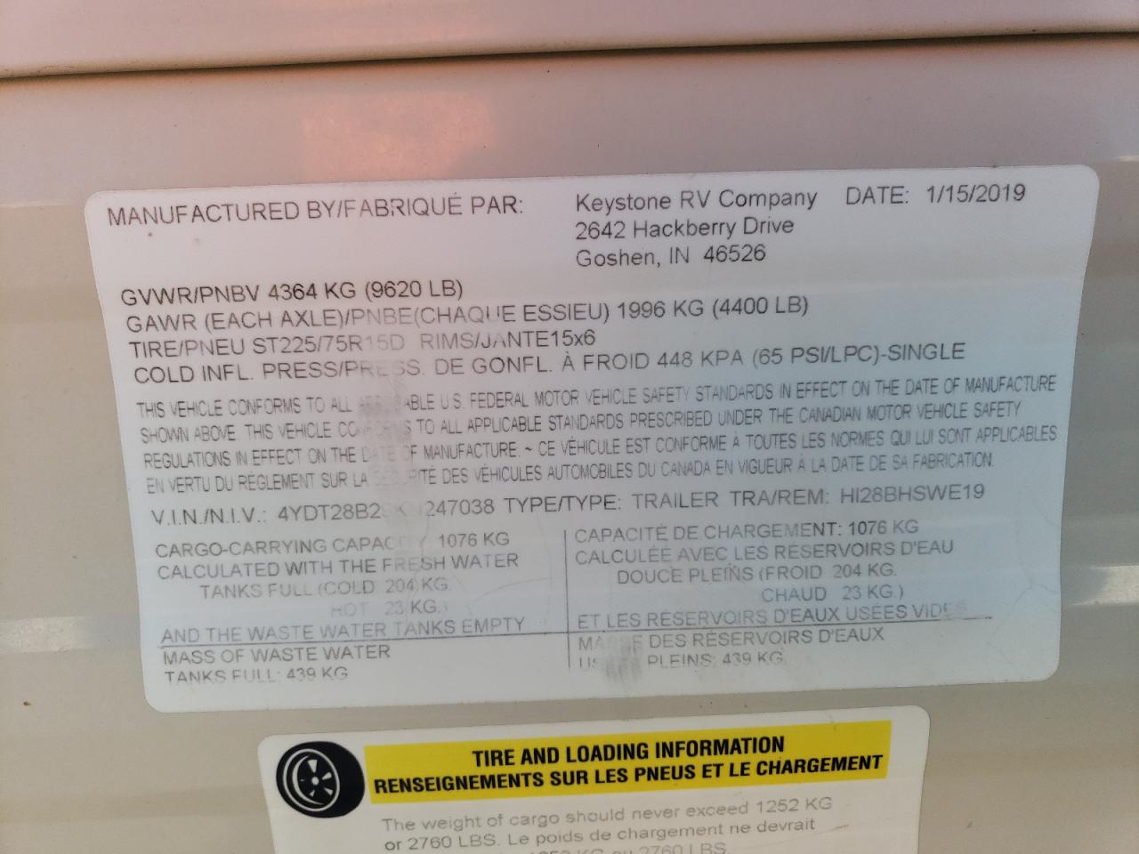 Lot #3278909037 2019 KEYS TON HIDEOU