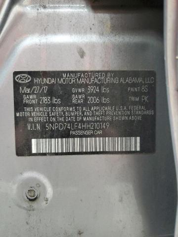 2017 HYUNDAI ELANTRA SE 5NPD74LF4HH210149