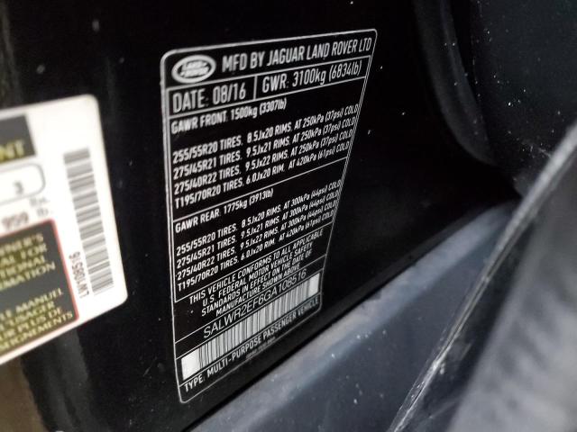 2016 LAND ROVER RANGE ROVE #3293552465