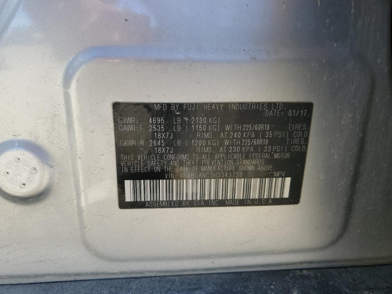 SUBARU OUTBACK 2.5I LIMITED