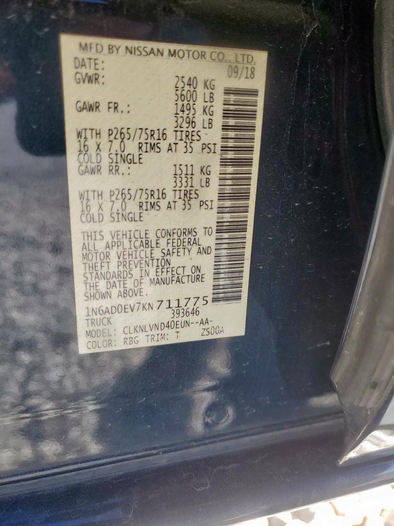 2019 NISSAN FRONTIER S - 1N6AD0EV7KN711775