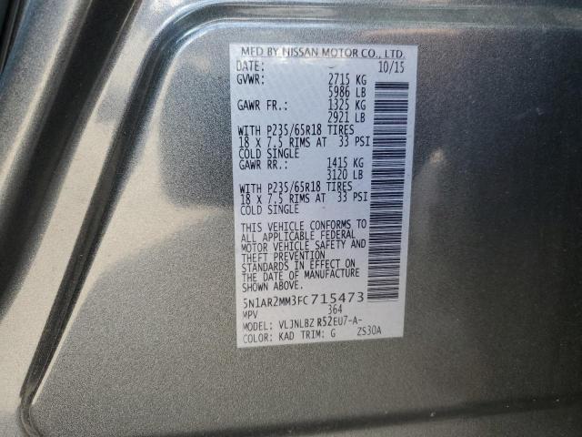 2015 NISSAN PATHFINDER 5N1AR2MM3FC715473