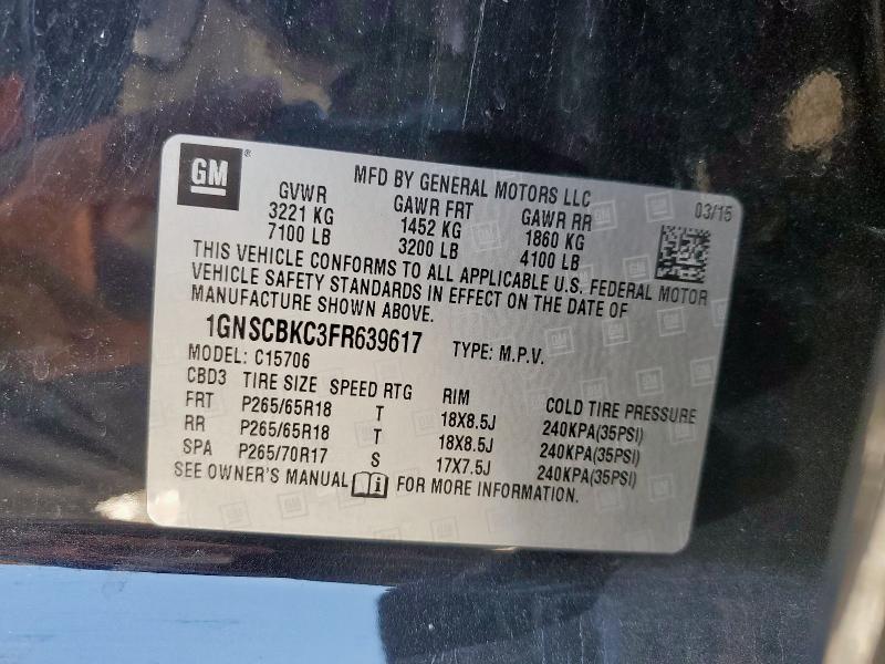 2015 CHEVROLET TAHOE C150 - 1GNSCBKC3FR639617