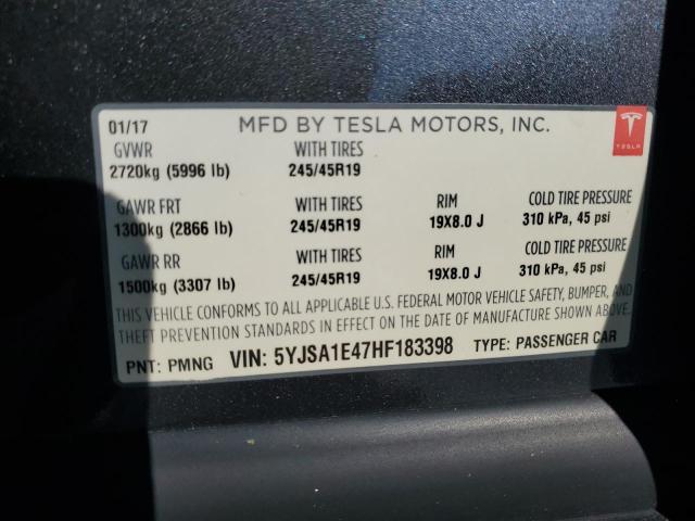 2017 TESLA MODEL S 5YJSA1E47HF183398