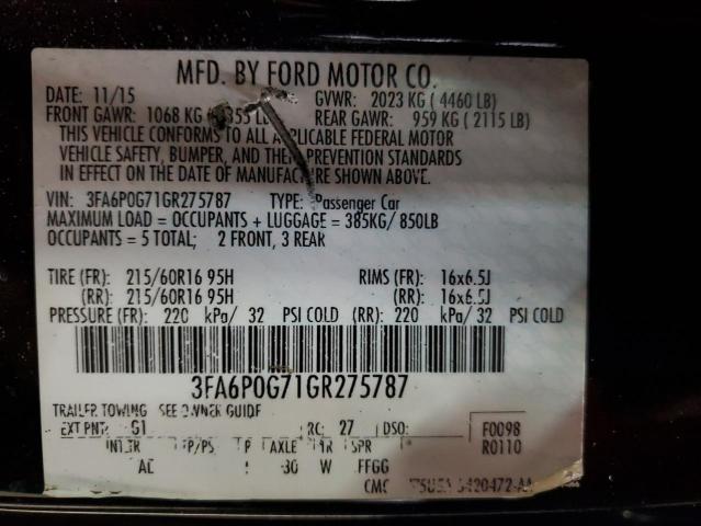 2016 FORD FUSION S #3265127775