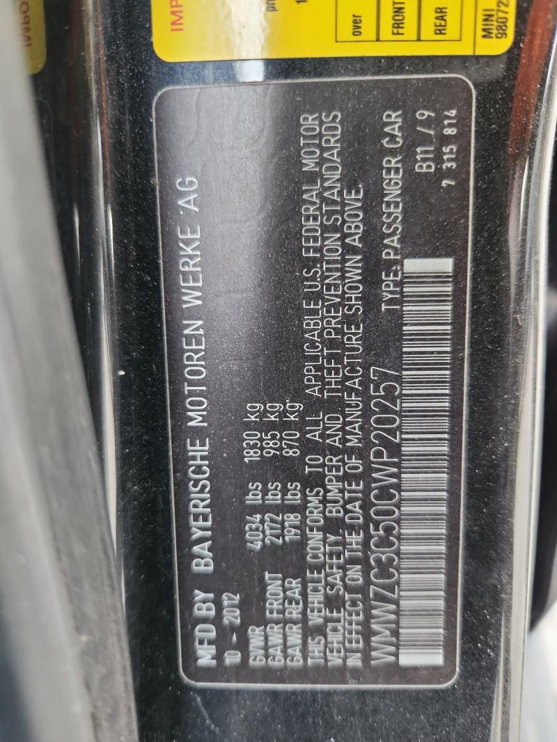 2012 MINI COOPER S C - WMWZC3C50CWP20257