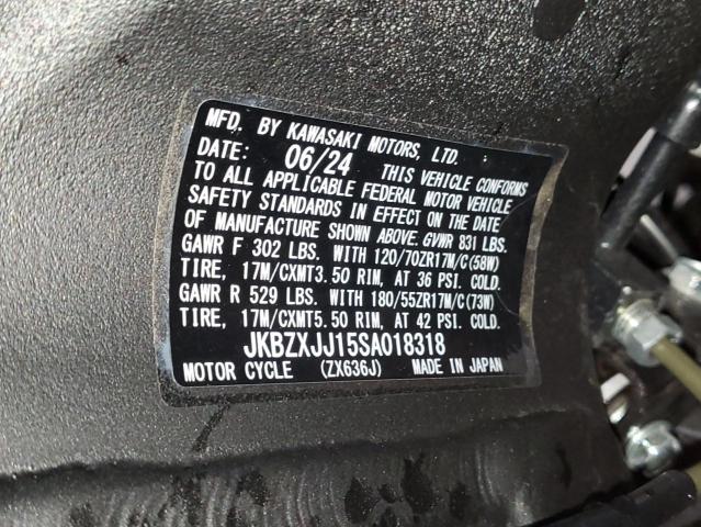 2025 KAWASAKI ZX636 K - JKBZXJJ15SA018318